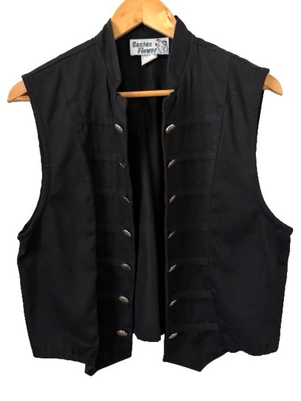 VTG Y2K Cactus Flower blk slvlss military vst WM M western